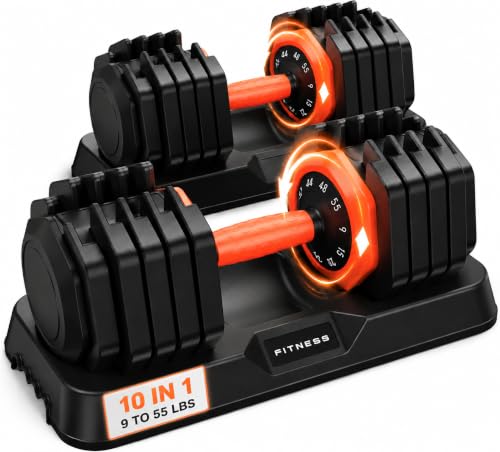 FEIERDUN DB1 QuickDial Adjustable Dumbbell Set, Adjustable Free Weights with Storage Box, 110lb/105lb/50lbs Quick Change for Drop Set, Non-Slip Handles, Weight Set For Home Gym Suit both Men and Women