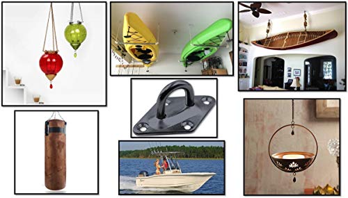 Heavy Duty Hammock Kits & Ceiling Hook Diamond Pad Eye Plates, 304 Stainless Steel & Black Zinc Galvanized Steel Corrosion Resistant, 2, 4 & 8 Packs - color: 8-Pack-Zinc-M6