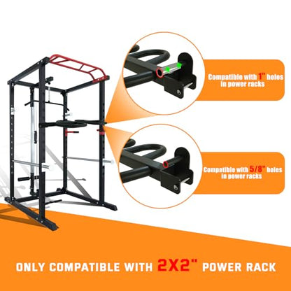 Dip Bar Attachment for 2"x2" Squat Rack, Heavy Duty Power Rack Attachment with 5/8" or 1" Hole (For 2" x 2" Power Rack with Multi Grips)