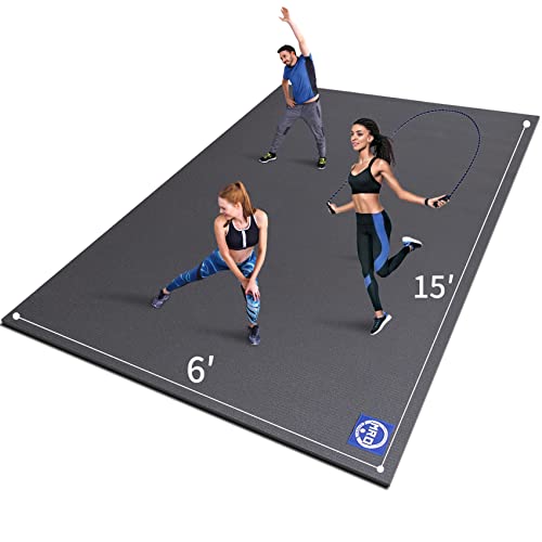 MRO Extra Large Exercise Mat 15'x6'/12'x6'/9'x6'(7mm) - color: Black, size: 6*15 FT