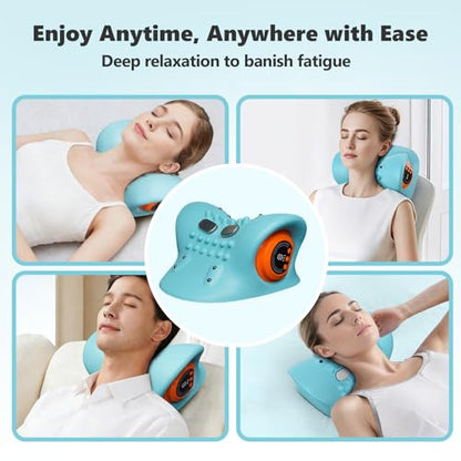 2026 Upgraded 3-in-1 Neck Massager, Portable Cervical Traction Device, 3 Heat Levels & 3 Vibration Modes, Ergonomic Support for Neck Pain Relief & Muscle Relaxation, Home & Office Use