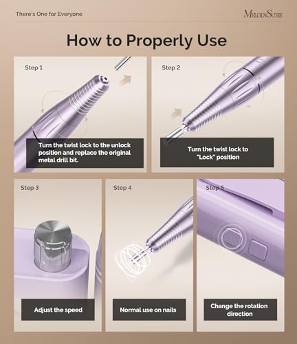 MelodySusie Entry-Level Clip-On Rechargeable Essential Nail Drill, SC300F 30000RPM E-File with LCD Display for All Manicure Shaping & Gel Removal,Ideal for Training,Nail Art Practice & Home Use,Purple - color: Purple