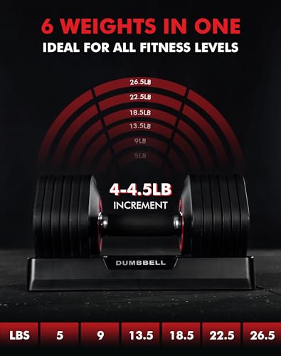 Mikolo Hex Cageless Adjustable Dumbbell Set of 2, 26.5lbs Pair Weights Dumbbell Set with Storage Box, 6-in-1 Adjustable Weights with Anti-slip Grip, Weight Set For Home Gym Suit both Men and Women
