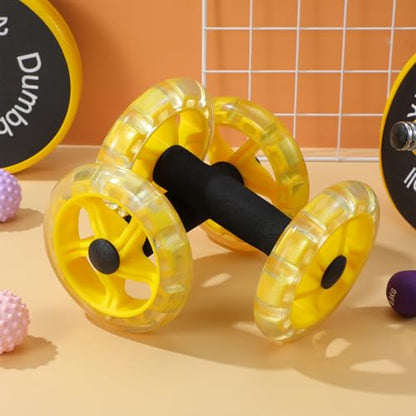 POPETPOP Ab Roller Wheel - Tummy Weight Equipment, Ab Wheel for Core Training, Hand Weights Dumbbell for Men/Women, Home Gym Equipment (Yellow)