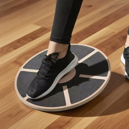 Balance Board - Non-slip Balance Board 360 Degree Rotation - Non-slip Wood Trainer for Enhances Stability Training Fitness Ankle Calf Waist Full Body Exercises Planks