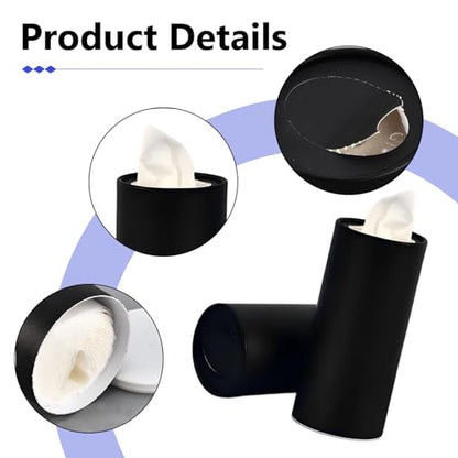 4 PCS Car Tissue Holder, Car Cup Holder Cylindrical Box, Convenient Refillable Automotive Travel Tissue Tube with 120 Sheets Facial Tissues, Universal for Most Cars (Black) - color: Black