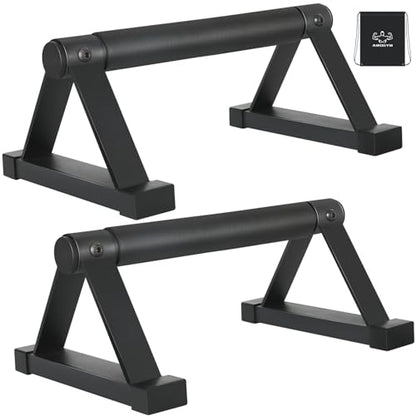 Wood push up bars Parallettes bars Anti-slip Handstand Bars for Calisthenics, Fitness, Floor workouts Solid Wood with Sturdy Metal Bracket, Support 500 lbs