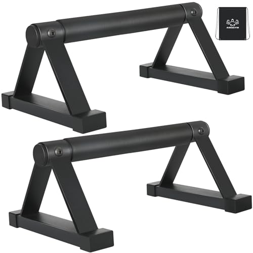 Wood push up bars Parallettes bars Anti-slip Handstand Bars for Calisthenics, Fitness, Floor workouts Solid Wood with Sturdy Metal Bracket, Support 500 lbs