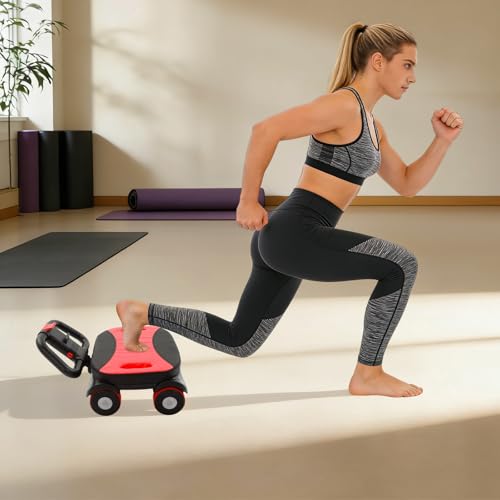 4-Wheel Abdominal Roller with Elbow Support & Phone Holder, Ab Roller Wheel, Foldable Ab Roller Wheel, Portable Fitness Equipment for Beginners & Advanced