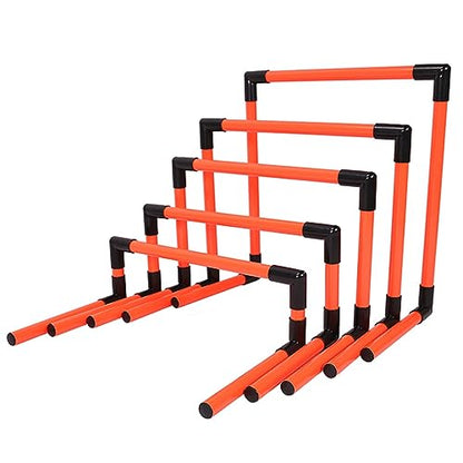 Portable Hurdles Training Equipment, 5 Pack Different Height Hurdles for Kids, Plastic Soccer Agility Workout Trainer Kit, Track and Field Hurdles (Red)