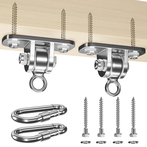 Swing Hangers for Wooden Beam, 2 Pack Stainless Steel 2400 LB Capacity Swing Hardware for Hammock, Porch, Yoga Seat, Heavy Duty Hangers for Indoor & Outdoor Use