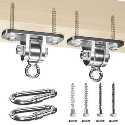 Swing Hangers for Wooden Beam, 2 Pack Stainless Steel 2400 LB Capacity Swing Hardware for Hammock, Porch, Yoga Seat, Heavy Duty Hangers for Indoor & Outdoor Use