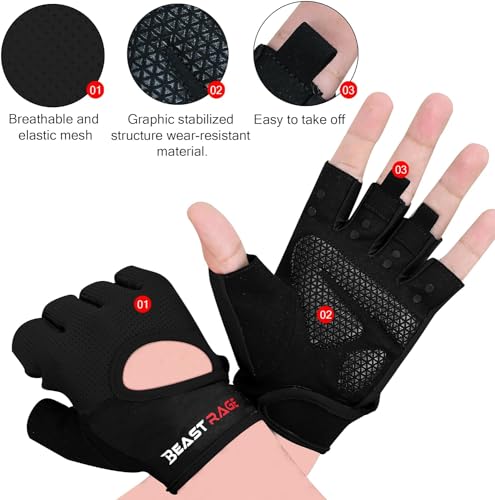 Workout Gloves for Men & Women - Fingerless Gym Gloves with Palm Protection, Breathable & Lightweight for Weightlifting, Cycling & Pull Up