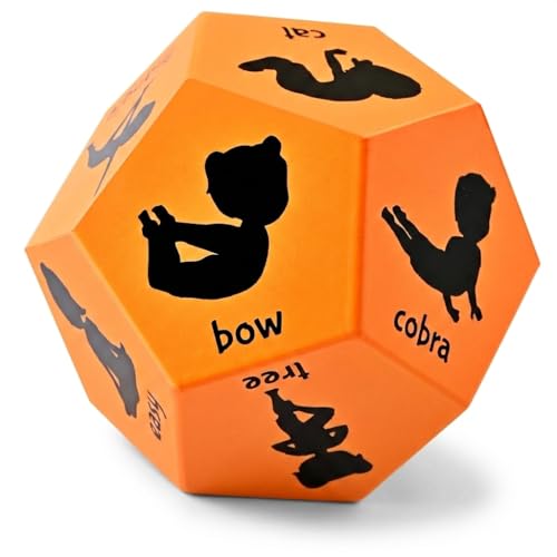 Yoga Dice - Yoga for Kids, Pose and Play Peaceful Kids Stretching Gymnastics Games and PE Equipment for Elementary School, Kindergarten, and Preschool, 12-Sided Foam Large Dice for Children