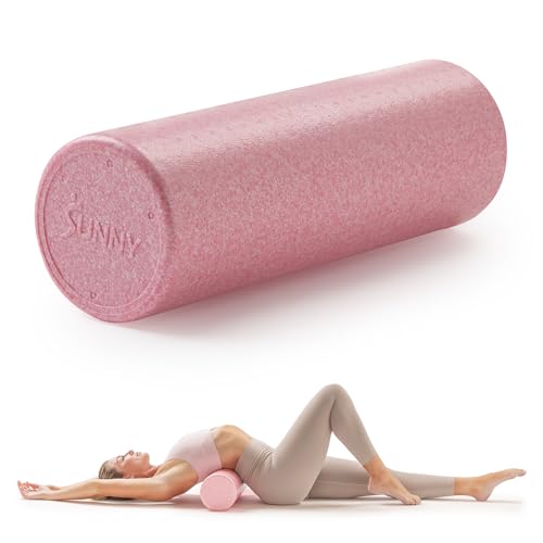 Sunny Health & Fitness High-Density Foam Roller 12" to 36", for Stretching & Muscle Recovery – Black, Blue, Pink