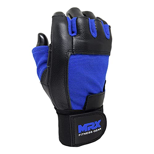 MRX Weight Lifting Gloves Gym Fitness Exercise Bodybuilding Workout Powerlifting - color: Blue, size: Medium