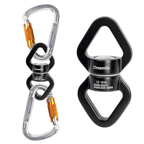 Aerial Silks Hardware Kit 30 KN Swing Swivel Aerial Yoga Hammock Rigging Aluminum Swivel Aerial Hoop Lyra Rotational Device Hanging Accessory - color: Black set 3