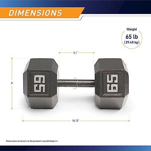 Marcy Cast Iron Hex Dumbbells Collection - Available size from 3-lb to 100-lb, SOLD INDIVIDUALLY - style: 65lbs
