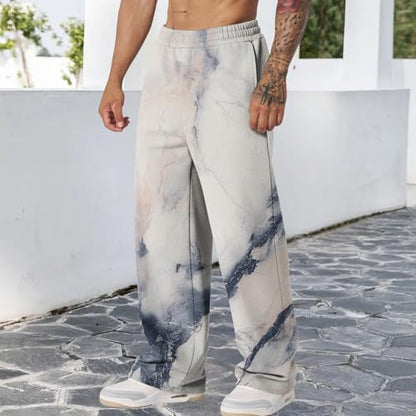 Graphic Print Pants for Men Elastic Waisted Wide Leg Baggy Sweatpants Joggers Loose Fit Streetwear Pants with Pockets - color: Style01, size: X-Small