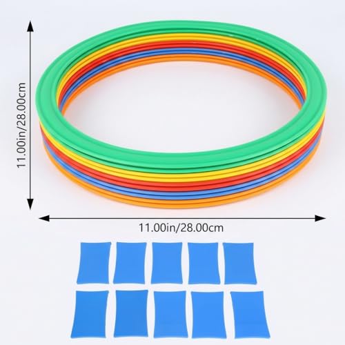 Dioche Kids Agility Speed Ring Set with 10 Rings & 10 Buckles, Outdoor Sports Training Toy for Speed Coordination Jumping Games Playground Fitness Equipment