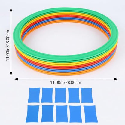 Dioche Kids Agility Speed Ring Set with 10 Rings & 10 Buckles, Outdoor Sports Training Toy for Speed Coordination Jumping Games Playground Fitness Equipment