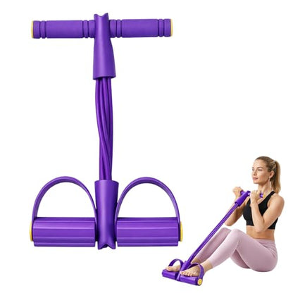 Pedal Resistance Band with Handle, Multifunction Foot Pedal Resistance Band, Full Body Resistance Bands for Home Workout and Office Exercise, Purple 6-Tube Pedal Resistance Band