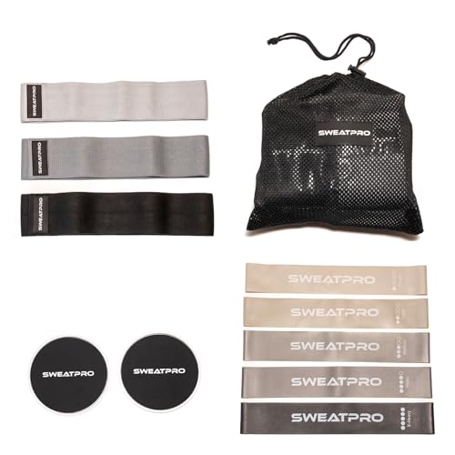 3-in-1 Exercise & Toning Kit – Non-Slip Fabric Booty Bands, Strength Resistance Bands & Core Sliders – Total Body Home Gym for Glutes, Legs & Abs – Portable Fitness Set with Carry Bag
