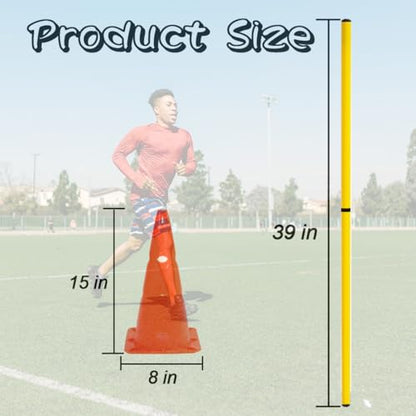 Agility Poles and Hurdles Set Detachable Speed Training Poles Set 8 Training Cones and 12 Agility Poles