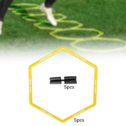 5pcs/ Hex Agility Ring Outdoor Exercise Ring Agility Footwork Training Ring Diameter 50cm - color: Yellow