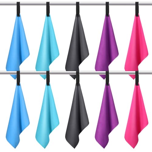 SmoothNovelty 10 Pcs Quick Dry Microfiber Camping Towels 25x32 cm, 5 Colors - color: 5 Colors