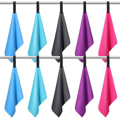 SmoothNovelty 10 Pcs Quick Dry Microfiber Camping Towels 25x32 cm, 5 Colors - color: 5 Colors