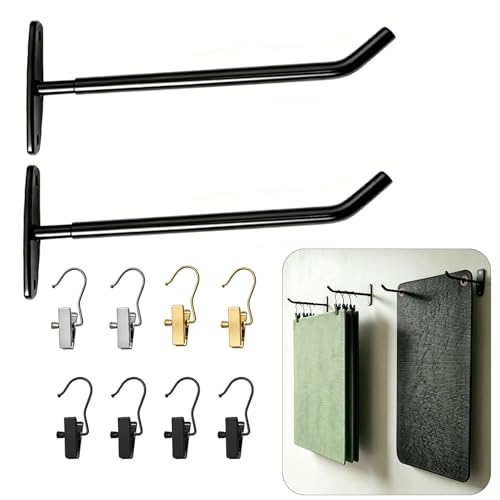 Yoga Mat Wall Mount Hanger,Metal Yoga Mats Storage Rack, Home Gym Storage with 8 Clips, No-Roll Flat Storage for Folded/Rolled Mats, Foam Rollers, Black Wall Organizer for Gym, Yoga Studio, Bedroom