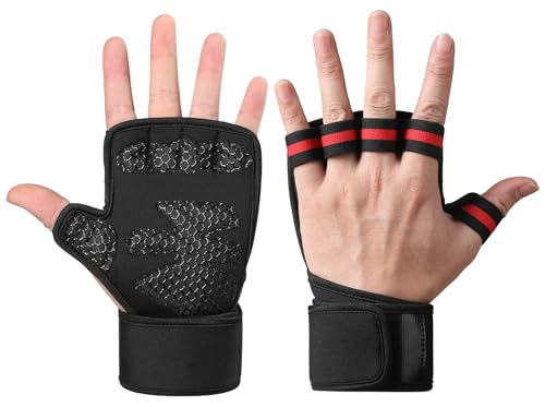 Weight Lifting Gloves Workout Gloves for Men Women, Wrist Wraps Wrist Straps for Weightlifting, Lifting Wrist Wraps Gym Gloves for Men Workout Gloves Women - color: Black+Red, size: X-Large