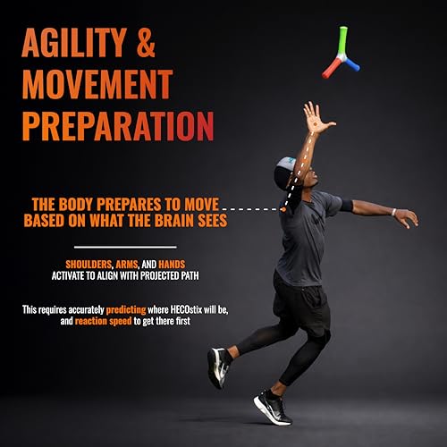 HECOstix Hand-Eye Coordination Trainer (Red/Green/Blue) – Reaction Time & Reflex Tool with Removable Legs | Improves Agility, Focus, & Multisensory Skills | Sports, Fitness, & Fun | All Ages