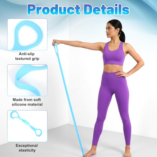 6 Pcs Figure 8 Resistance Band, Arm Resistance Bands with Handles, Loop Stretch Exercise Band Set for Physical Therapy, Yoga, Pilates, Women ＆ Men