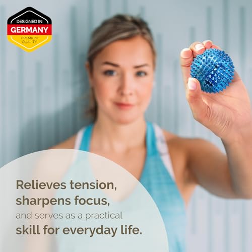 2X Spiky DBT Skill Balls | 2inch | Magnetic Stress Relief Balls | Spiky Massage Balls for Relaxation, Tension Release, Focus & Mobility (Black/Blue) - color: Black/Blue