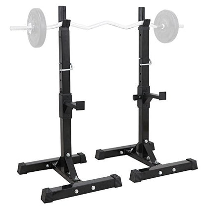 Pair of Adjustable Squat Rack 40inch-66inch Barbell Bracket Solid Steel Free Press Bench, Home Gym Portable Dumbbell Racks Stands, Family Sports Fitness Equipment,Black