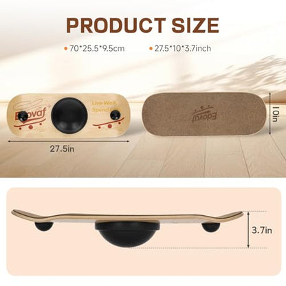 Balance Board- Gift for Adults & Kids,Wood Wobble Balance Trainer Board,Premium Slip-Resistant Surface Portable Fitness Equipment,Suitable for Core Workout, Standing Desk Exercise, Home Gym, Yoga