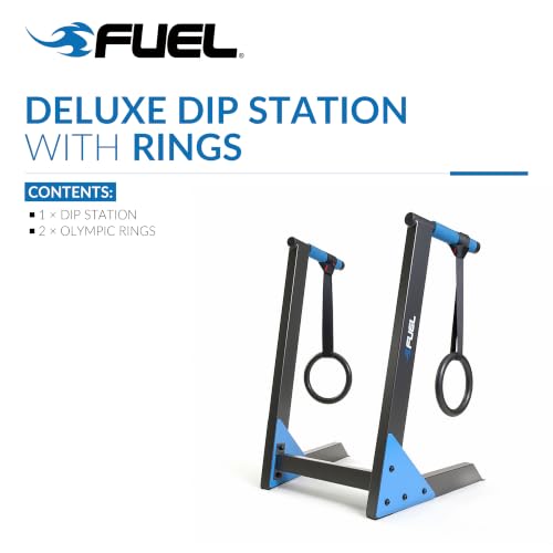 Fuel Pureformance Dip Station | Bodyweight Training | Multiple Options - color: Black/Blue - Deluxe Dip Station w/O-Rings
