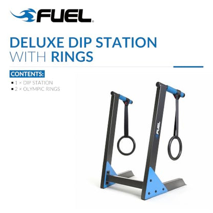 Fuel Pureformance Dip Station | Bodyweight Training | Multiple Options - color: Black/Blue - Deluxe Dip Station w/O-Rings
