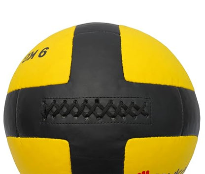9 kg Wall Ball Soft Synthetic Leather Shell Weighted Medicine Ball for Pilates, Yoga, Strength Training & Physical Therapy with Non-Slippery Grip