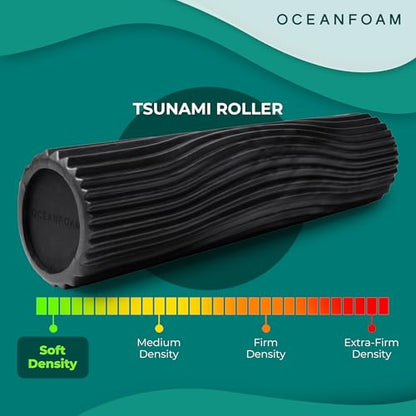 Tsunami Roller (Black & Charcoal Marbled) - Extra-Large, 26" x 5.9" - Soft, Textured Foam Roller for Physical Therapy, Back Pain, Exercise & Stretching - Yoga, Athletics, & Wellness