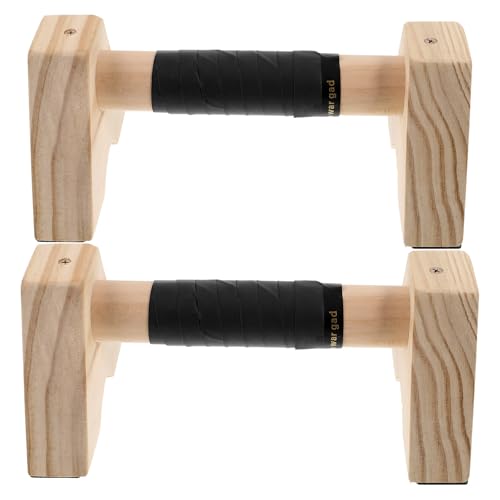 LIOOBO Wooden Pushup Bars Parallettes 30cm Beech Wood Push up Handles for Men Women Floor Workout Handstand Trainer Strength Training Calisthenics Equipment