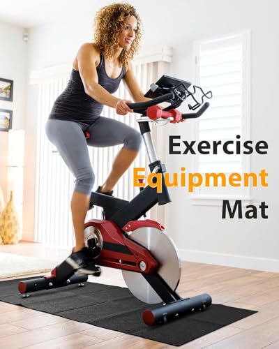 Foldable Rubber Treadmill Mat - Exercise Bike Mat with Waterproof - size: 68"L x 26.8"W x 0.2"Th