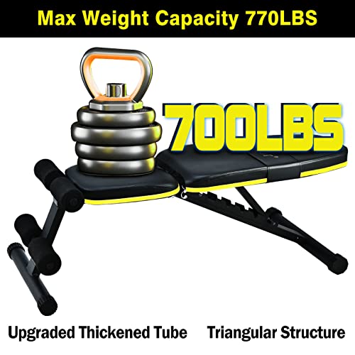 Teclor Adjustable Weight Bench, Foldable Workout Benches for Home Gym, 10 Backrest Position Exercise Bench for Strength Training, Upgraded Thickened Steel Support Max Capacity 700LBs