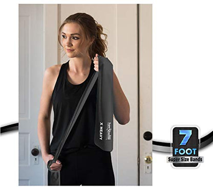 Resistance Bands for Working Out | 7Ft Long Resistance Bands |Super Exercise Bands with Carry Pouch and Door Anchor I Latex Free Workout Bands Including an Exclusive Workout App and E-Book