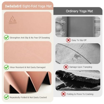 IwIeIaIrI Foldable POE Non Slip Yoga Pilates Mat– 1/4" (6mm) Thick - color: Pink