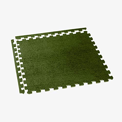 We Sell Mats 3/8 Inch Thick Interlocking Foam Carpet Tiles Durable Carpet Squares Anti Fatigue Support for Home Office or Classroom Use - color: Olive, style: 100 Square Feet (25 Tiles)