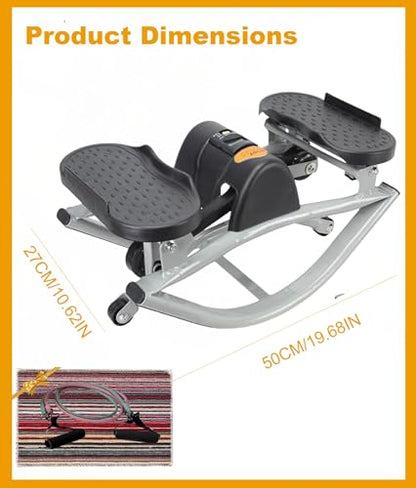 Rock Stepper Side To Side Lateral Rocking Home Workout Machine With Resistance Band ＆Anti-Slip Mat Protects Knees And Joints Portable Compact Leg Hip Ab And Core Muscle Trainer Built-In Counter