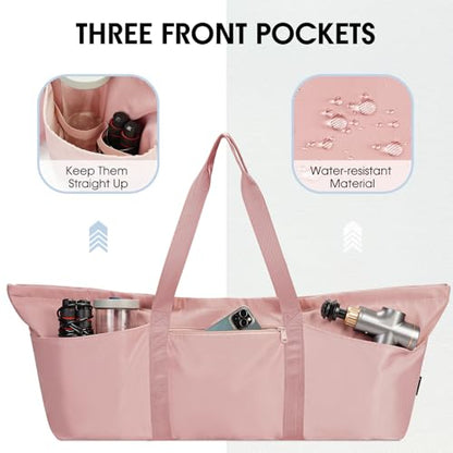 sportsnew Large Yoga Mat Bag with Shoes Compartment and Wet Pocket Ladies Pilates Gym Tote Bag with Yoga Mat Holder Strap for Women Men Workout Carrier Stuff Accessories